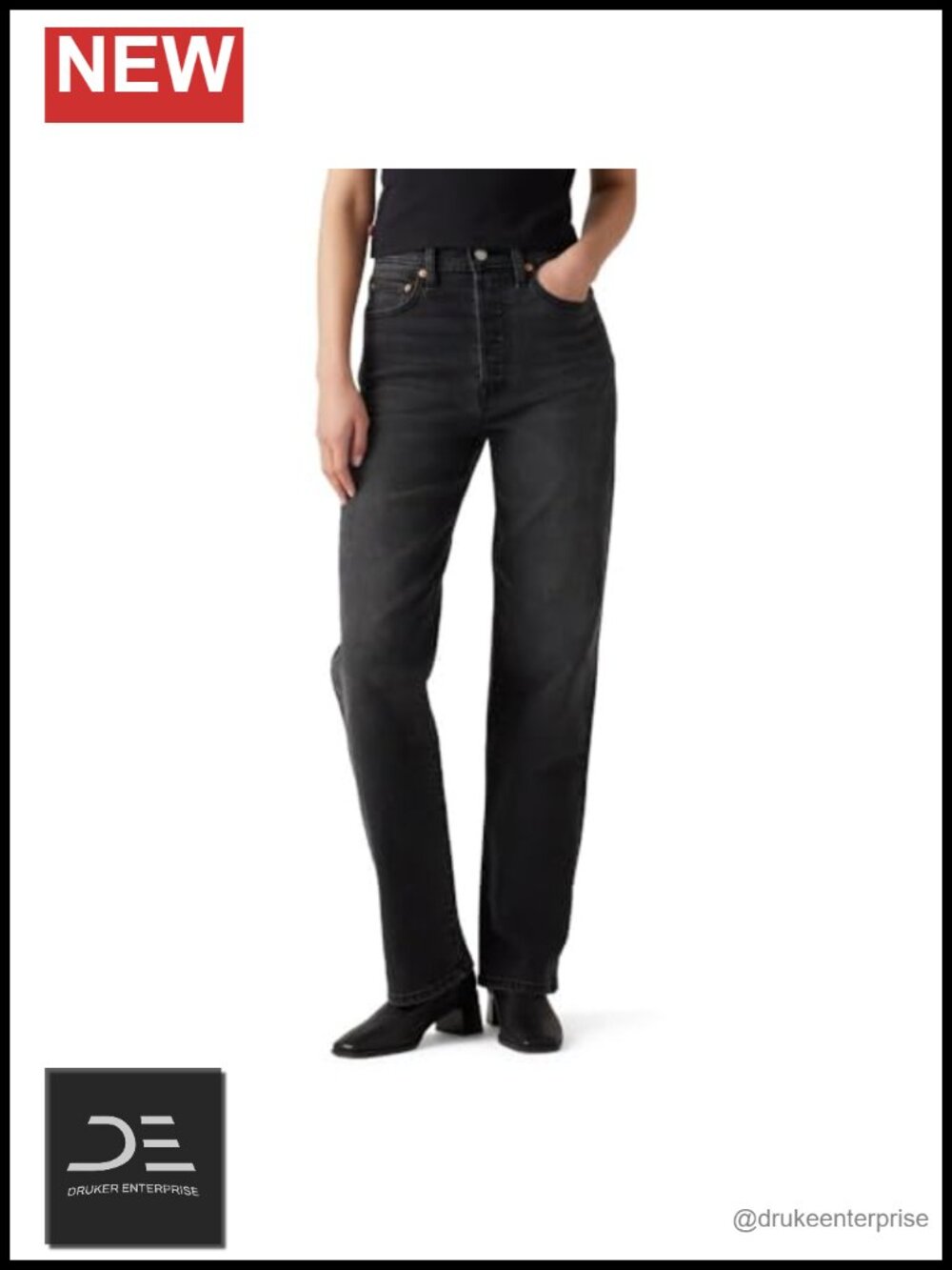 High Rise Ribcage Straight Full Length Stretch Jeans